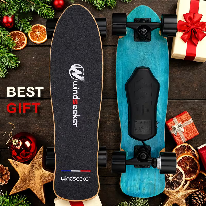 Windseeker 350W Electric Skateboard with EBS Brakes, Dual-Power & AC