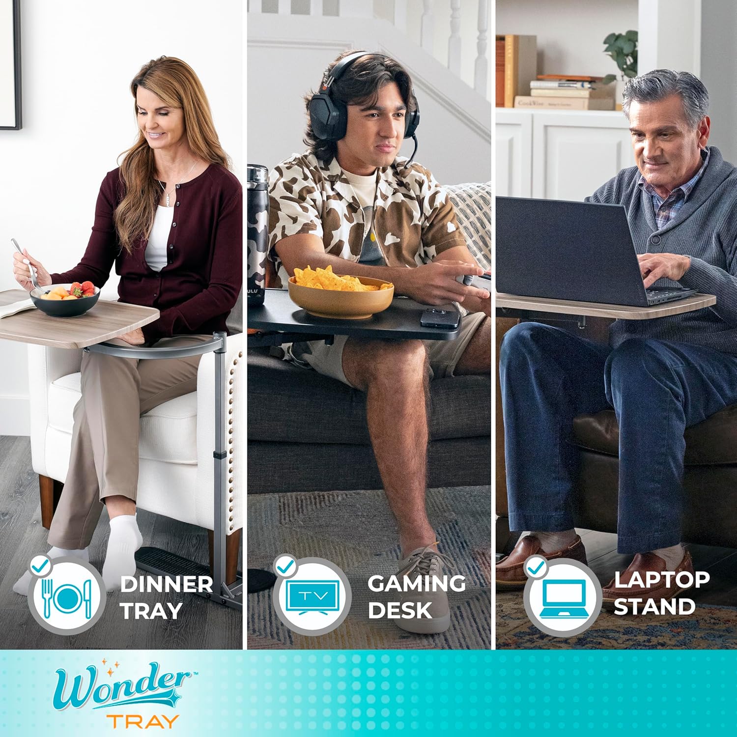 Wonder Tray, Adjustable Swivel Table, Large Laptop Stand, Couch Desk, Side Tables & Gaming Bench