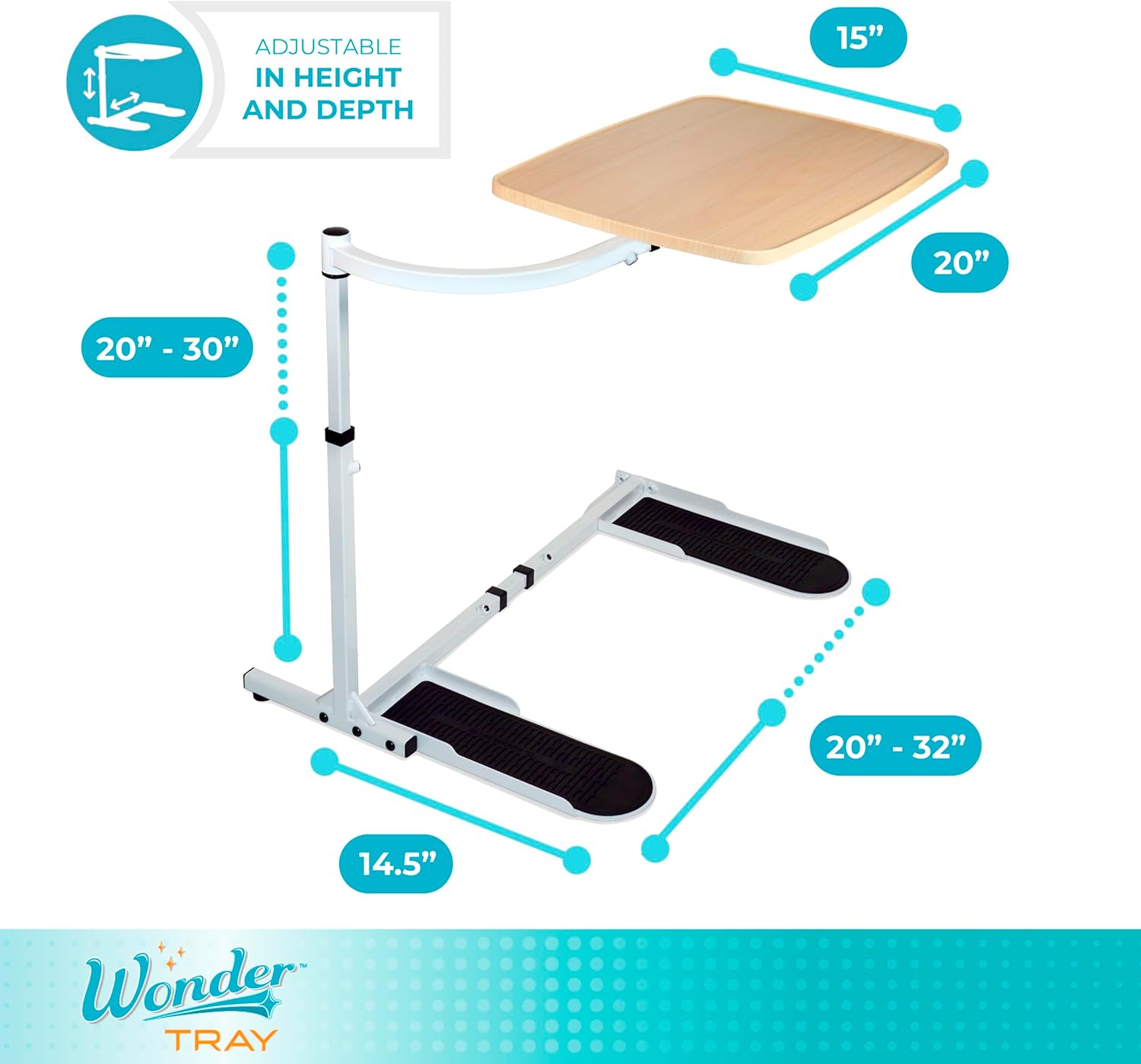Wonder Tray, Adjustable Swivel Table, Large Laptop Stand, Couch Desk, Side Tables & Gaming Bench