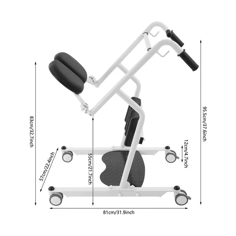 Sit to Stand Lift - Adjustable Nursing Transfer Aid - Versatile Metal Frame for Homes, Healthcare, and Public Spaces