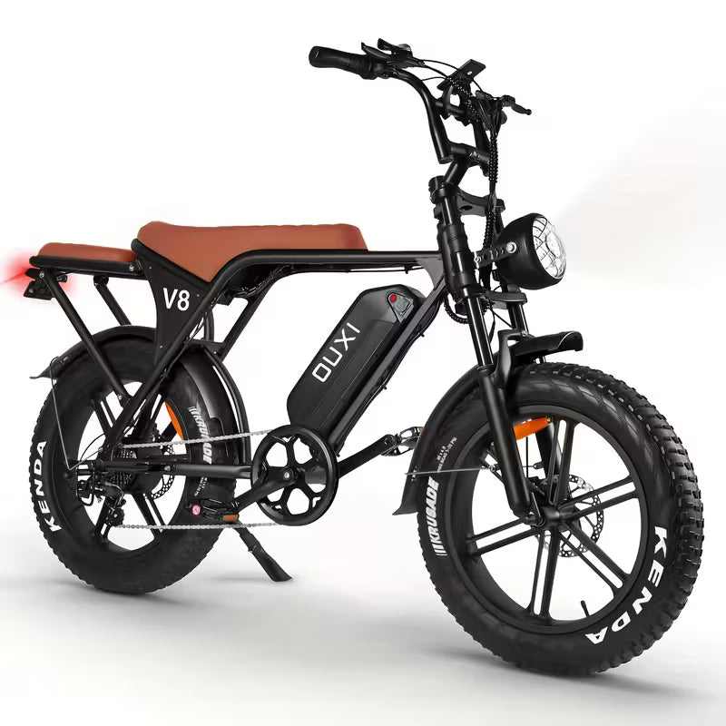 Electric Bike - Heavy-Duty All-Terrain 20" Tire Electric Mountain Bike with 740W Motor, 48V 15Ah Removable Battery, 7-Speed Gear System, Front/Rear Disc Brakes, Global Voltage 100-240V