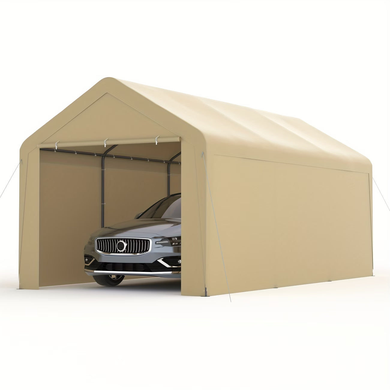 10X20 Ft Steel Canopy Carport Storage Shed, Portable Garage Party Tent, Garage with Detachable Sidewalls & Doors, All-Season Tarp for Carports, Events, And Weddings