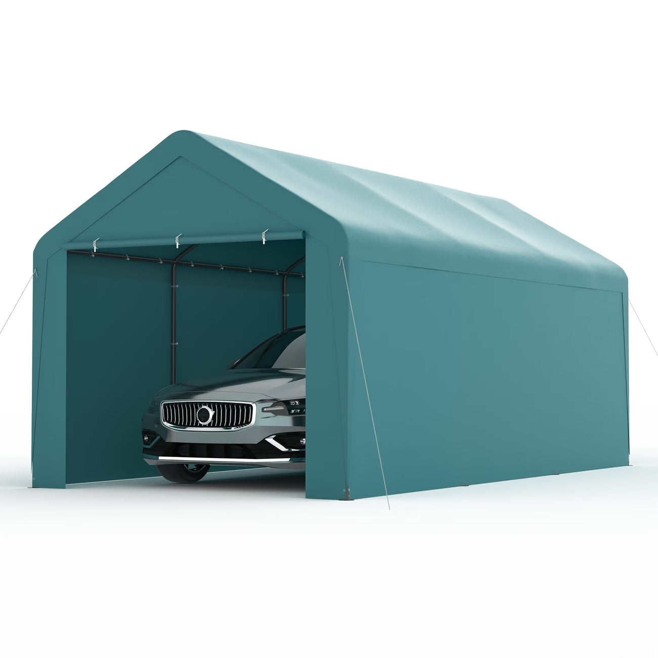 10X20 Ft Steel Canopy Carport Storage Shed, Portable Garage Party Tent, Garage with Detachable Sidewalls & Doors, All-Season Tarp for Carports, Events, And Weddings