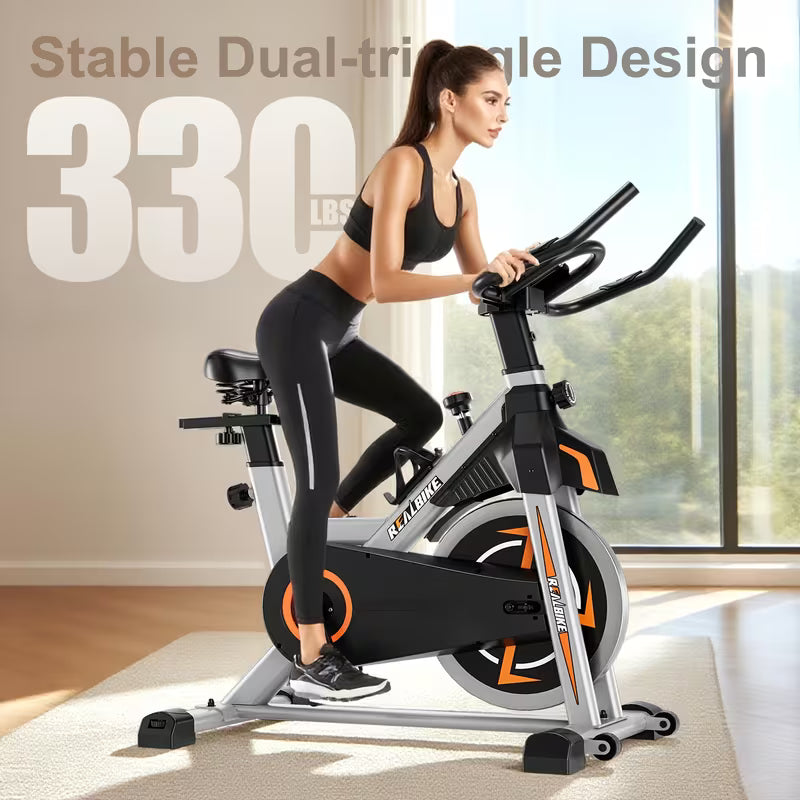 uiet Exercise Bike: 330 Lb Weight Capacity Stationary Bike with Tablet Holder & Comfort Seat
