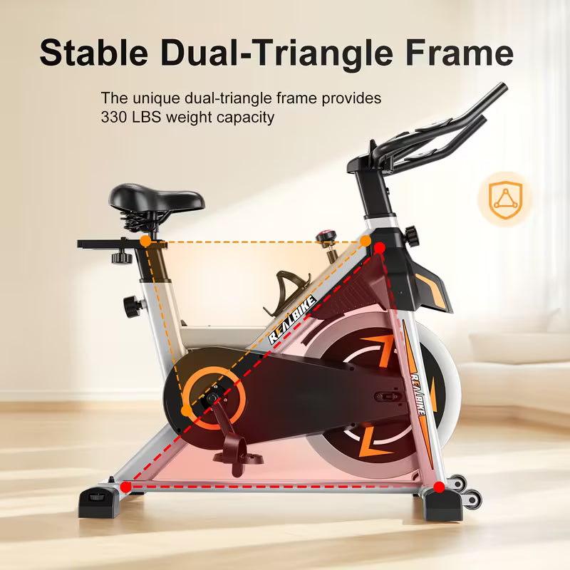 uiet Exercise Bike: 330 Lb Weight Capacity Stationary Bike with Tablet Holder & Comfort Seat