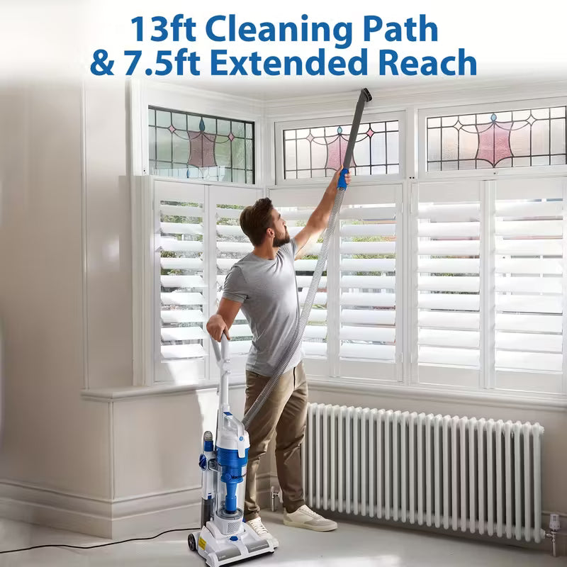 Upright Vacuum Cleaner Power Suction Bagless Vacuum Cleaner Portable Floor Cleaner with 20ft Cord & 13 Inch Cleaning Path for Carpet, Hard Floor And Pet Hair