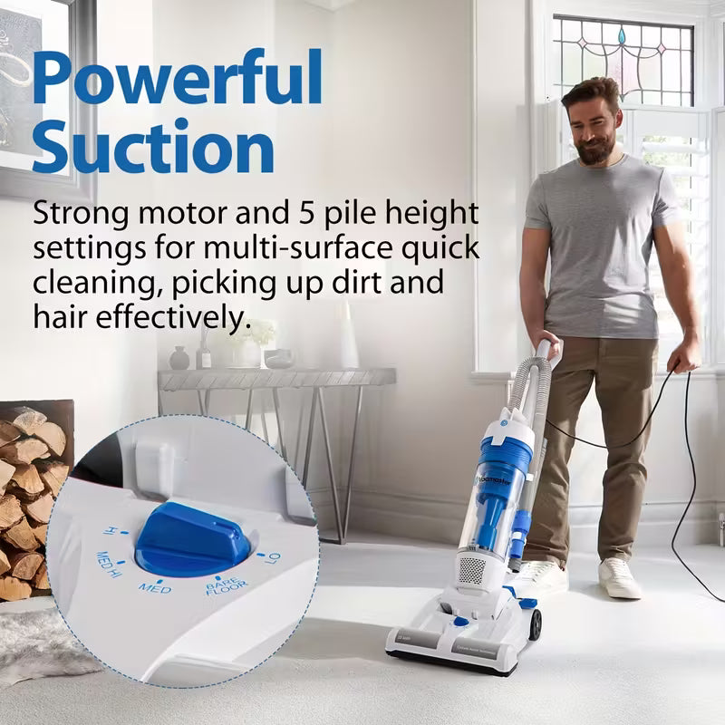 Upright Vacuum Cleaner Power Suction Bagless Vacuum Cleaner Portable Floor Cleaner with 20ft Cord & 13 Inch Cleaning Path for Carpet, Hard Floor And Pet Hair