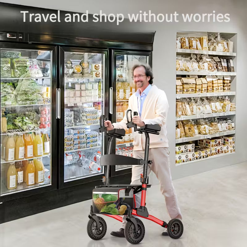 wheel roller shopping cart which is lightweight and can befolded andunfolded in one step for use It has an enlargedshopping basket a seatand adjustable height It isa shoppingcart suitable for the elderly and people of different heights