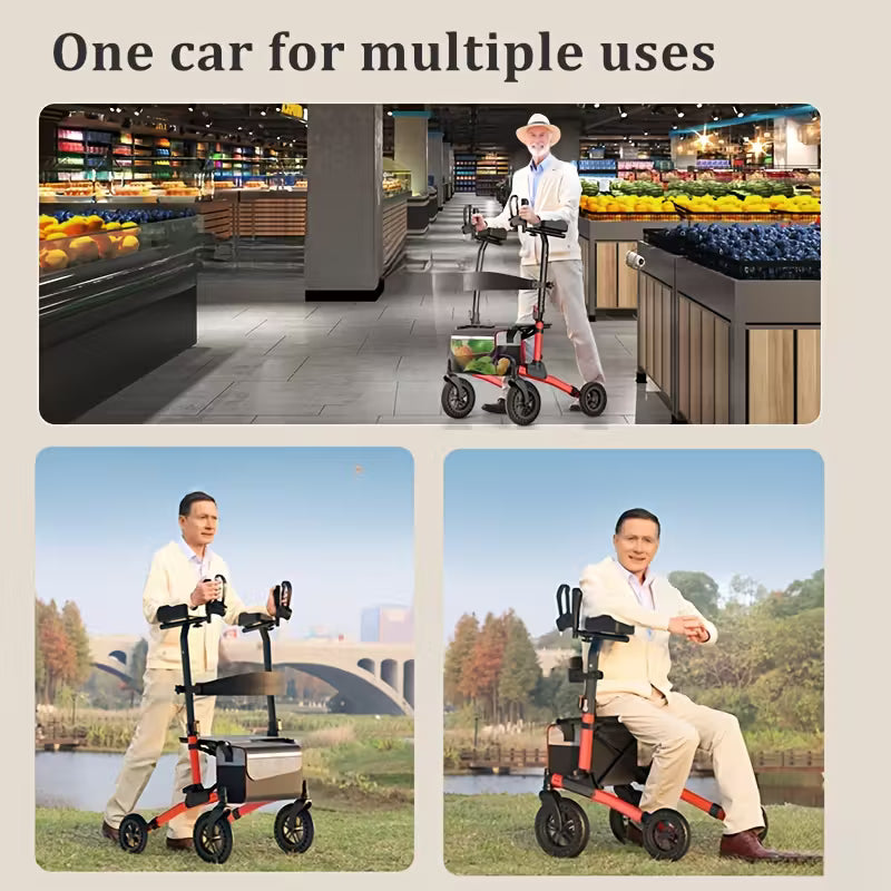 wheel roller shopping cart which is lightweight and can befolded andunfolded in one step for use It has an enlargedshopping basket a seatand adjustable height It isa shoppingcart suitable for the elderly and people of different heights