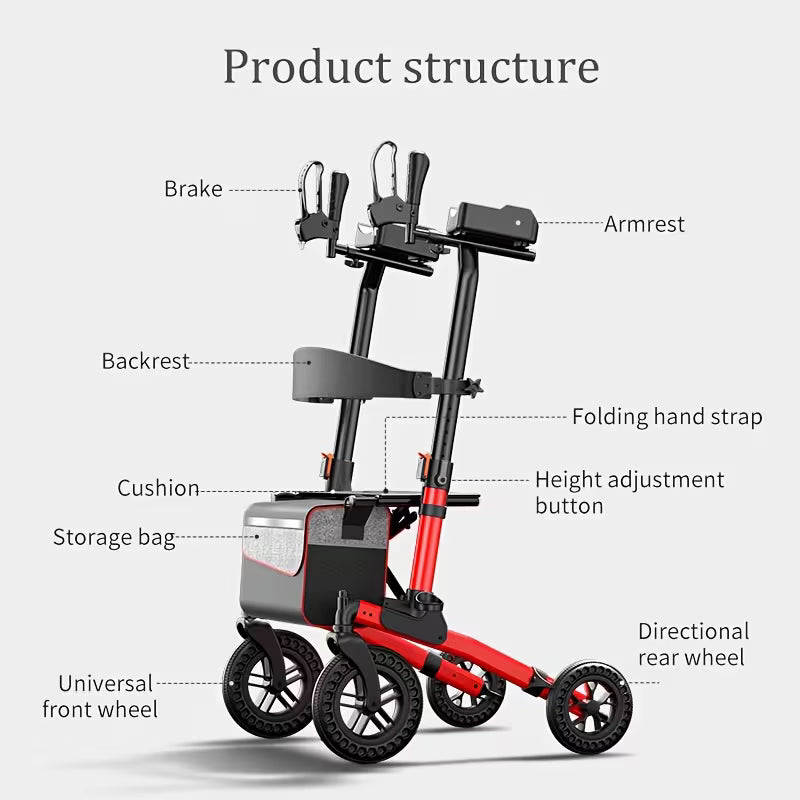 wheel roller shopping cart which is lightweight and can befolded andunfolded in one step for use It has an enlargedshopping basket a seatand adjustable height It isa shoppingcart suitable for the elderly and people of different heights