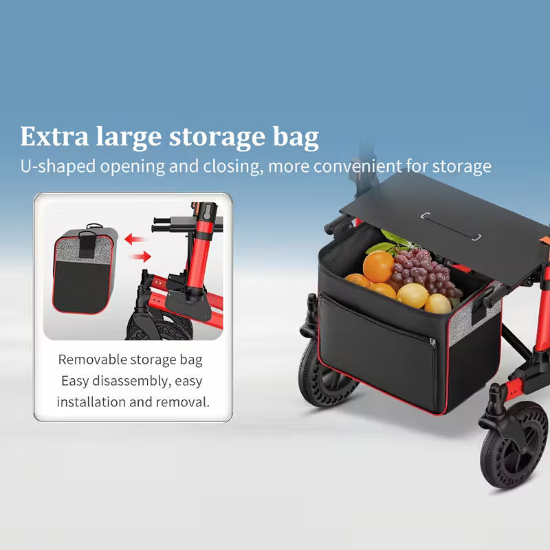 wheel roller shopping cart which is lightweight and can befolded andunfolded in one step for use It has an enlargedshopping basket a seatand adjustable height It isa shoppingcart suitable for the elderly and people of different heights