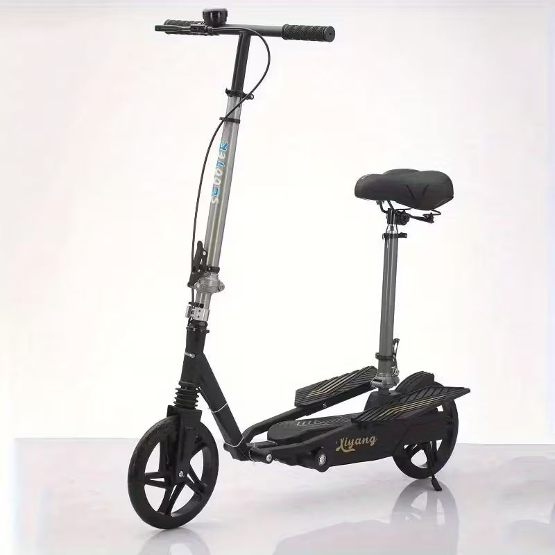 Dual-Wing Foot Pedal Scooter, Foldable Two Wheel Bicycle for Campus and Commutation, Scooter
