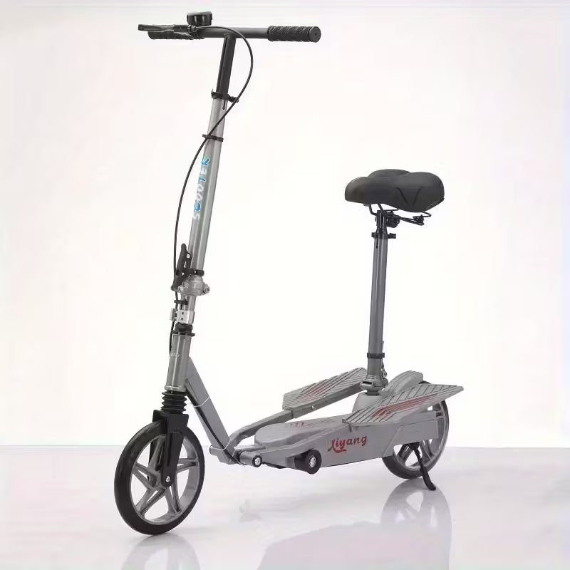 Dual-Wing Foot Pedal Scooter, Foldable Two Wheel Bicycle for Campus and Commutation, Scooter